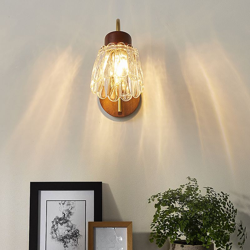 Vintage Wooden Minimalist Glass Wall Sconce