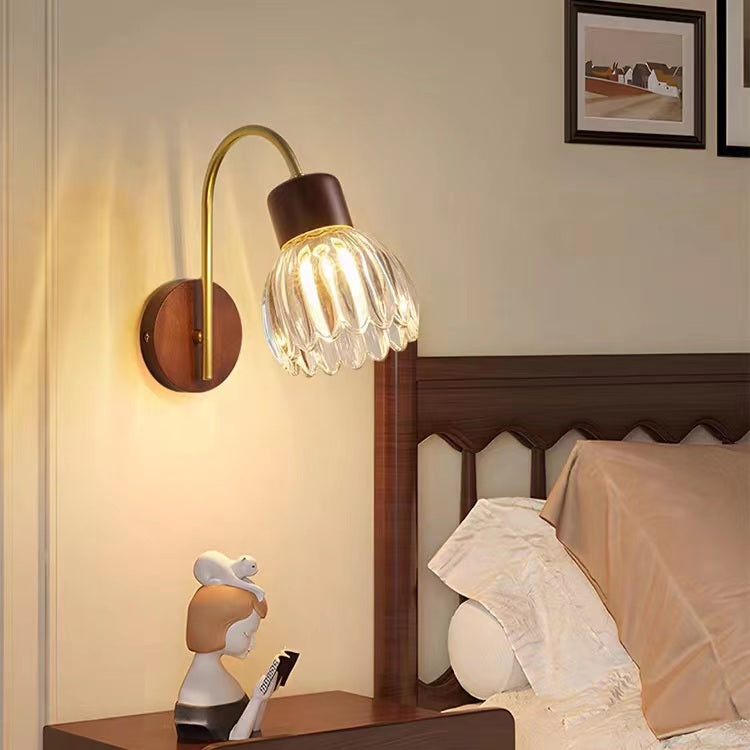Vintage Wooden Minimalist Glass Wall Lamp