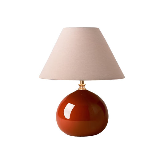 Warm Fabric and Ceramic Red Table Lamp for Living Room