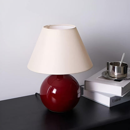 Warm Fabric and Ceramic Red Table Lamp for Living Room